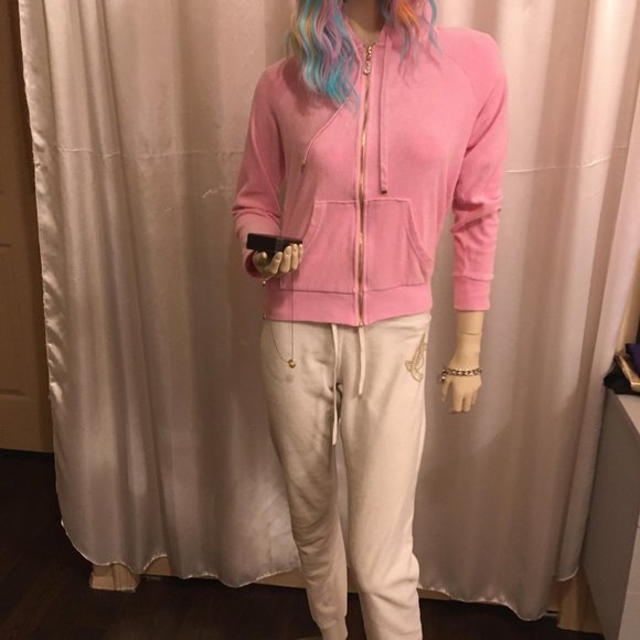 COPY - GORGEOUS authentic vintage baby pink terry cloth hoodie and necklace set! - Picture 3 of 15